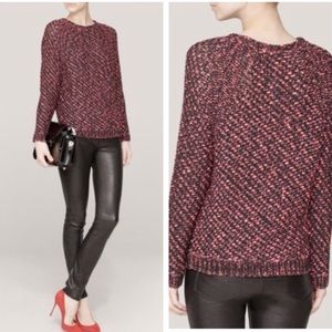Maje Azalee Open Knit Textured Sweater Black Pink